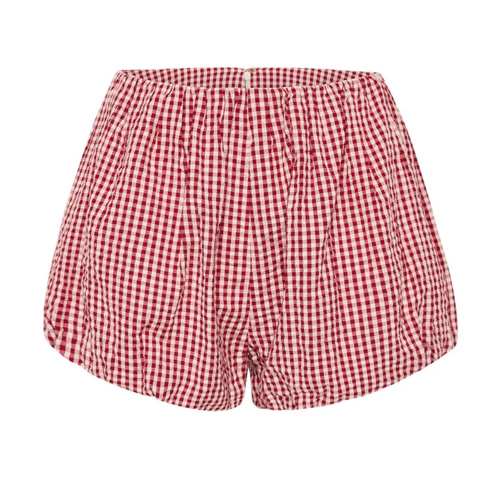 NWT Posse Aurelia Bubble Red and White High Waist Gingham Shorts size S